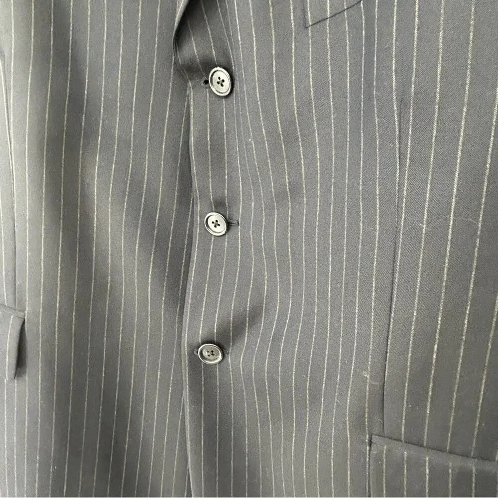 J. CREW Navy Pinstripe Blazer Size 46R Business‎ Casual 100% Wool